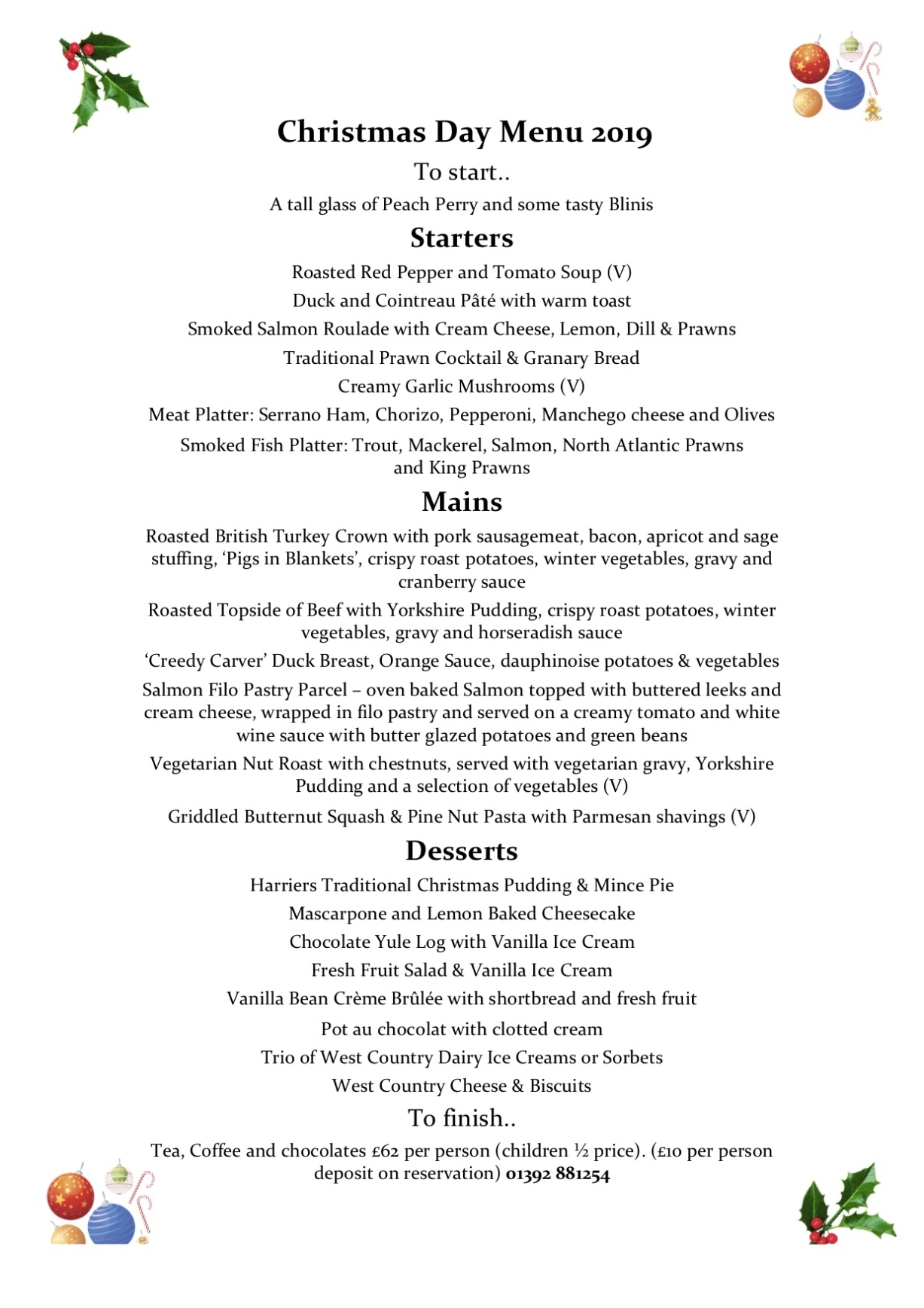 Christmas Day Menu - The Merry Harriers With Regard To Christmas Day Menu Template
