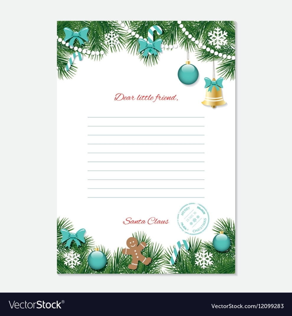 Christmas Letter From Santa Claus Template A4 Vector Image Inside Letter From Santa Claus Template