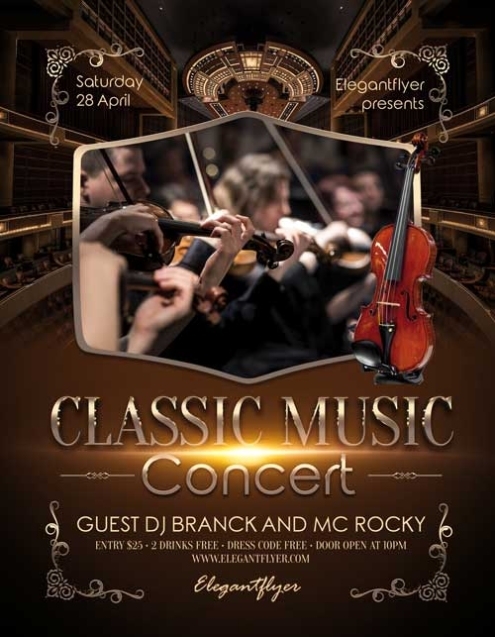 Classic Music Concert Free Flyer Psd Template - Freepsdflyer Throughout Concert Flyer Template Free
