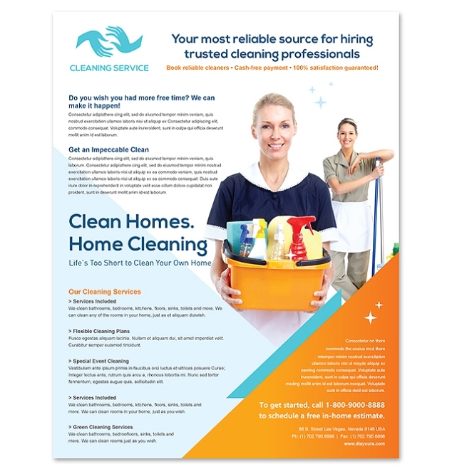 Cleaning & Janitorial Services Flyer Template Design In Flyers For Cleaning Business Templates