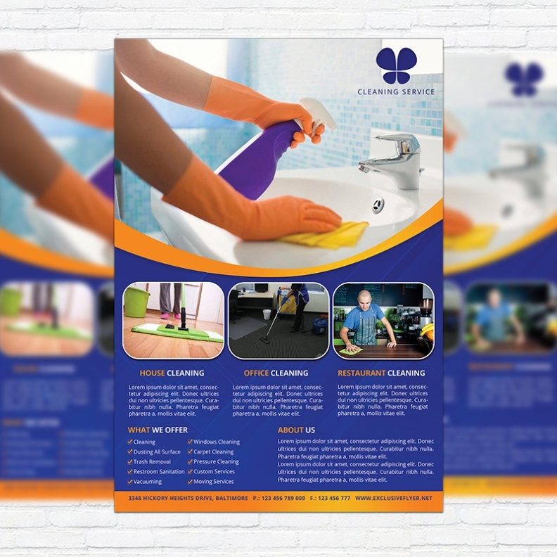 Cleaning Services - Premium Business Flyer Psd Template | Exclsiveflyer For Service Flyer Template Free