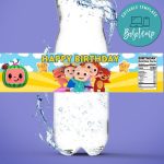 Cocomelon Birthday Water Bottle Label Template To Print At Home | Bobotemp Throughout Birthday Labels Template Free
