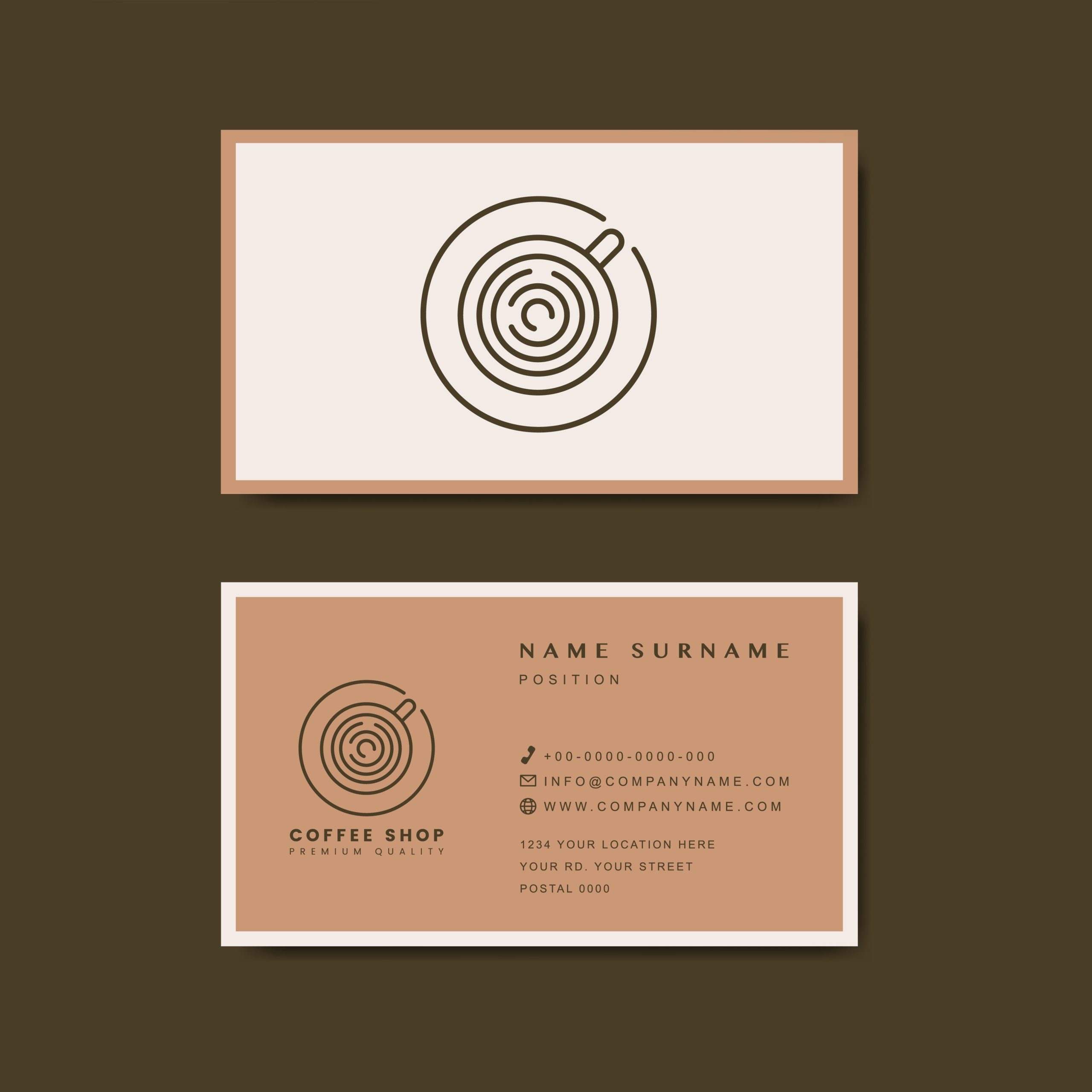Coffee Shop Business Card Template Vector - Download Free Vectors within Coffee Business Card Template Free
