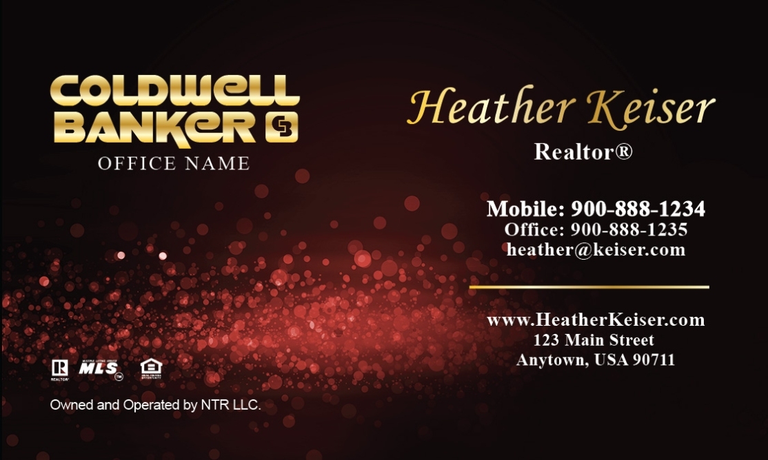 Coldwell Banker Business Card Red Glitter – Design #104432 With Regard To Coldwell Banker Business Card Template