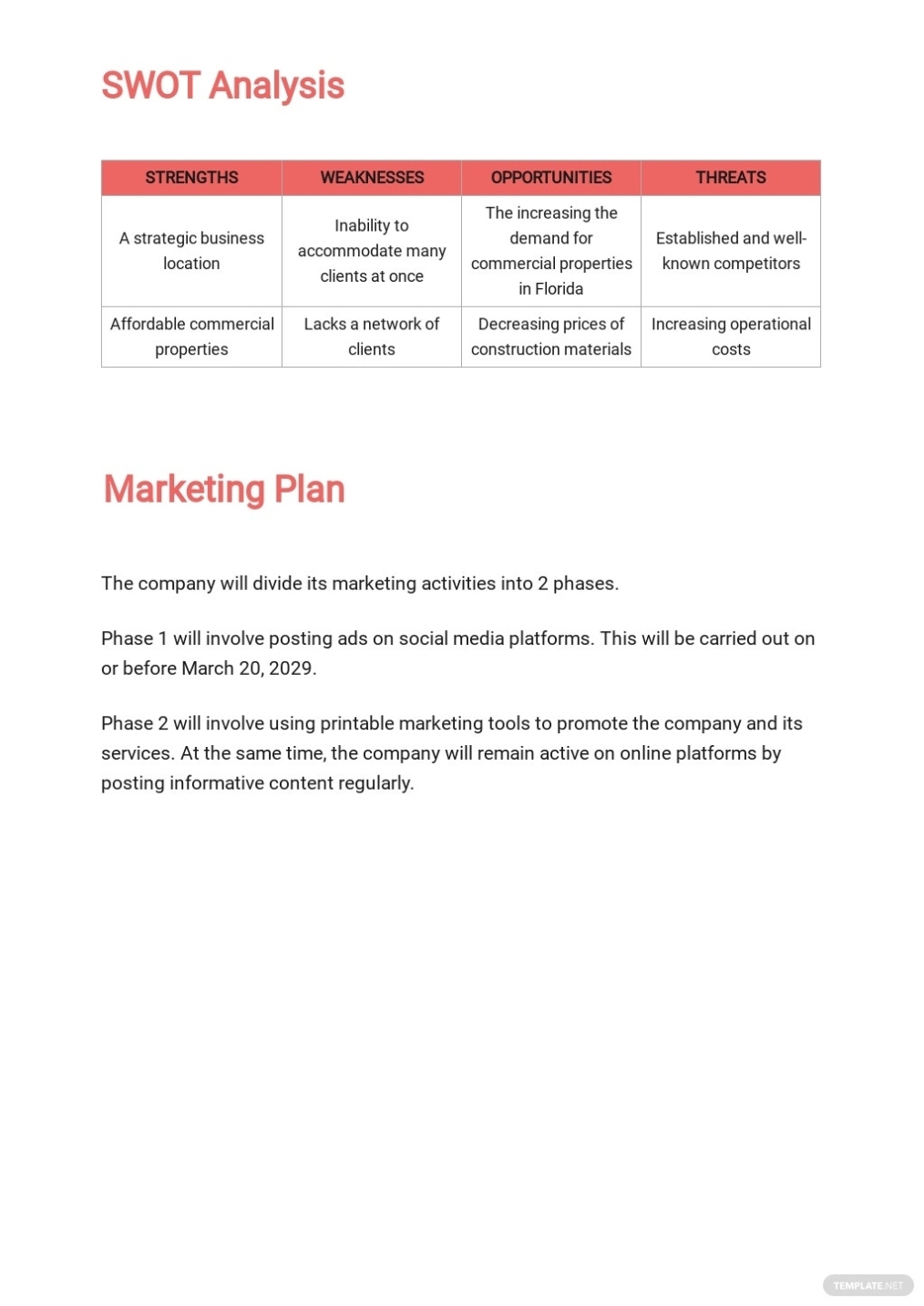 Commercial Real Estate Business Plan Template [Free Pdf] – Word (Doc Throughout Business Plan Template Free Word Document