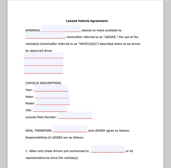Commercial Vehicle Lease Agreement | Template Business Within Lease Of Vehicle Agreement Template