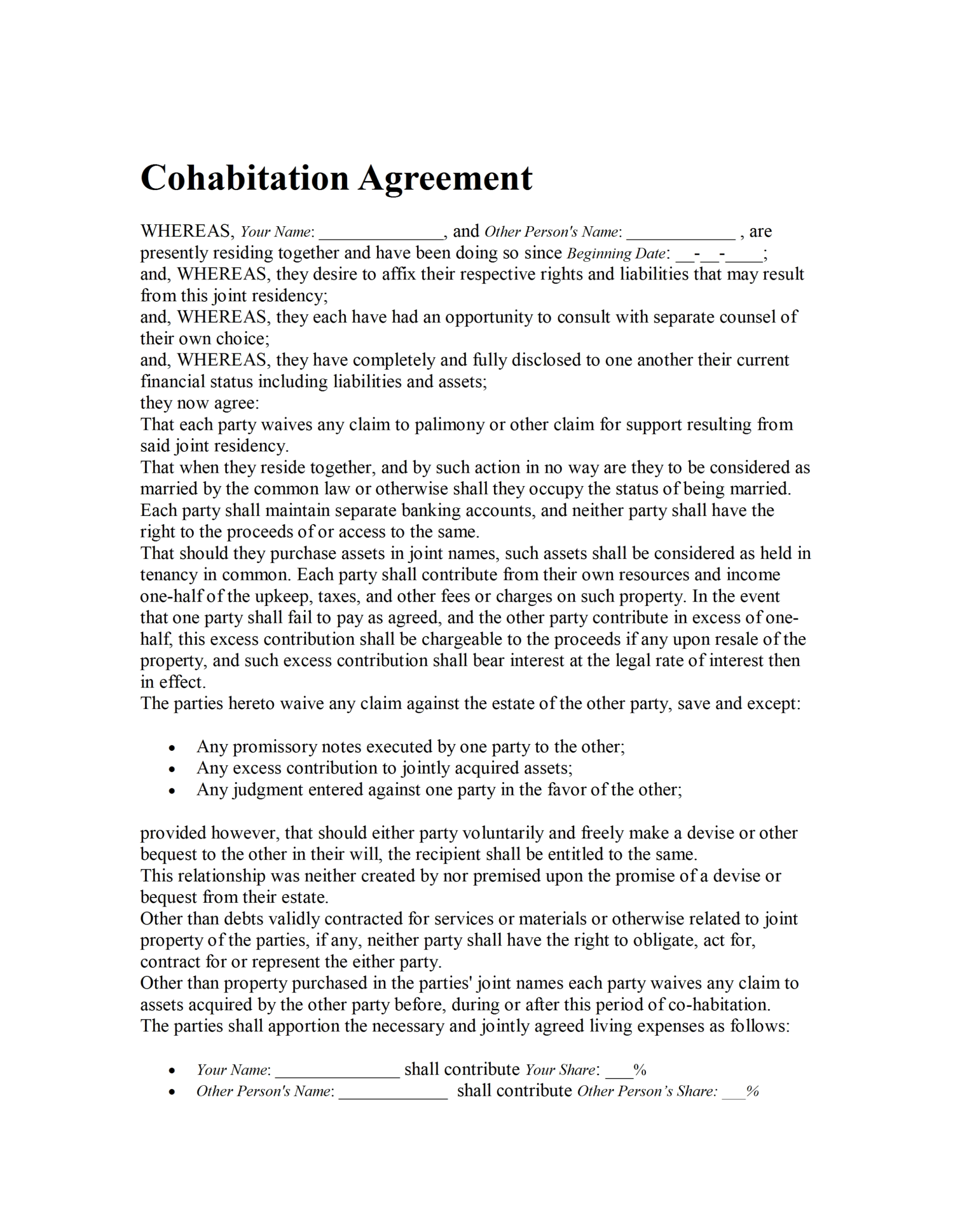Common Law Separation Agreement Template | Doctemplates For Common Law Separation Agreement Template