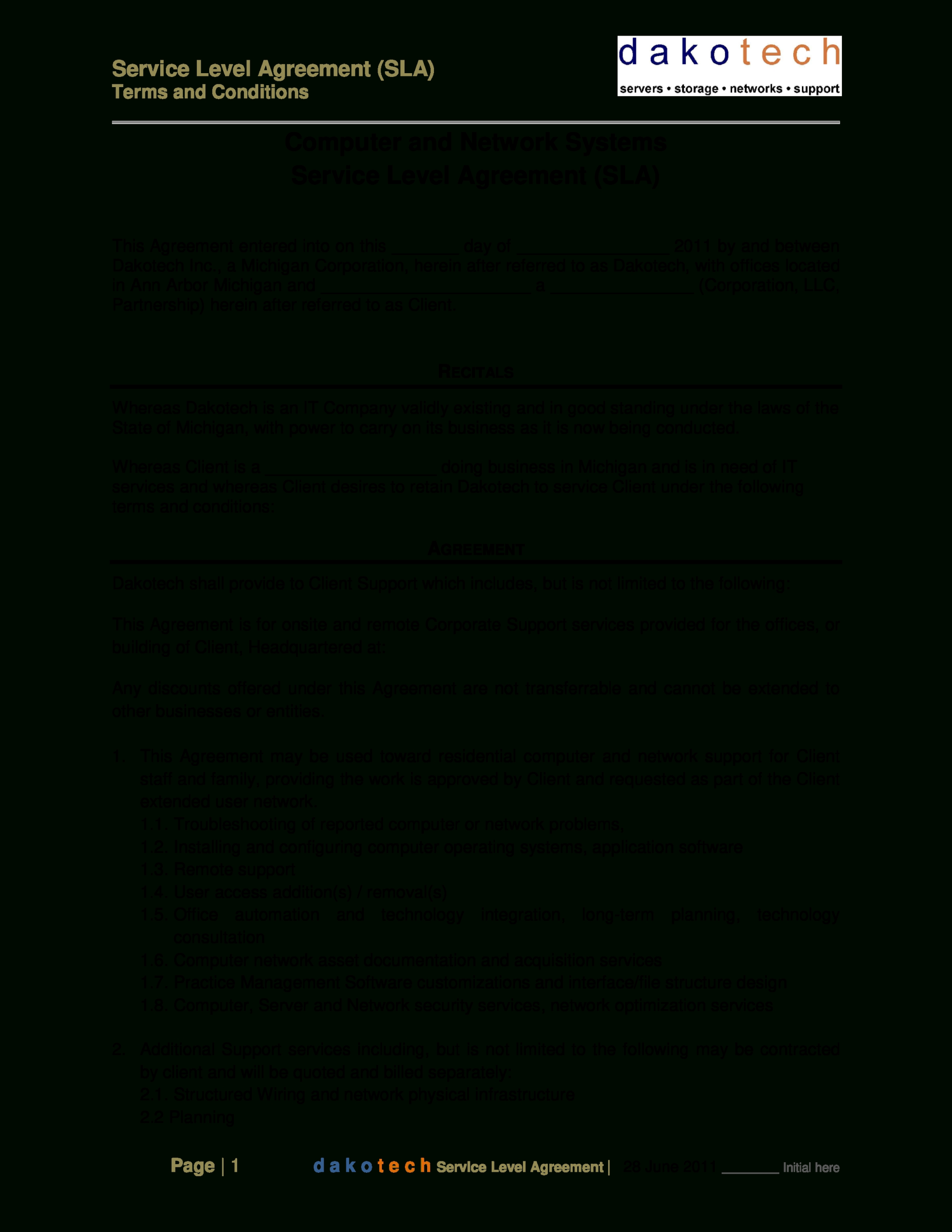 Computer Service Contract | Templates At Allbusinesstemplates In Contract For Service Agreement Template