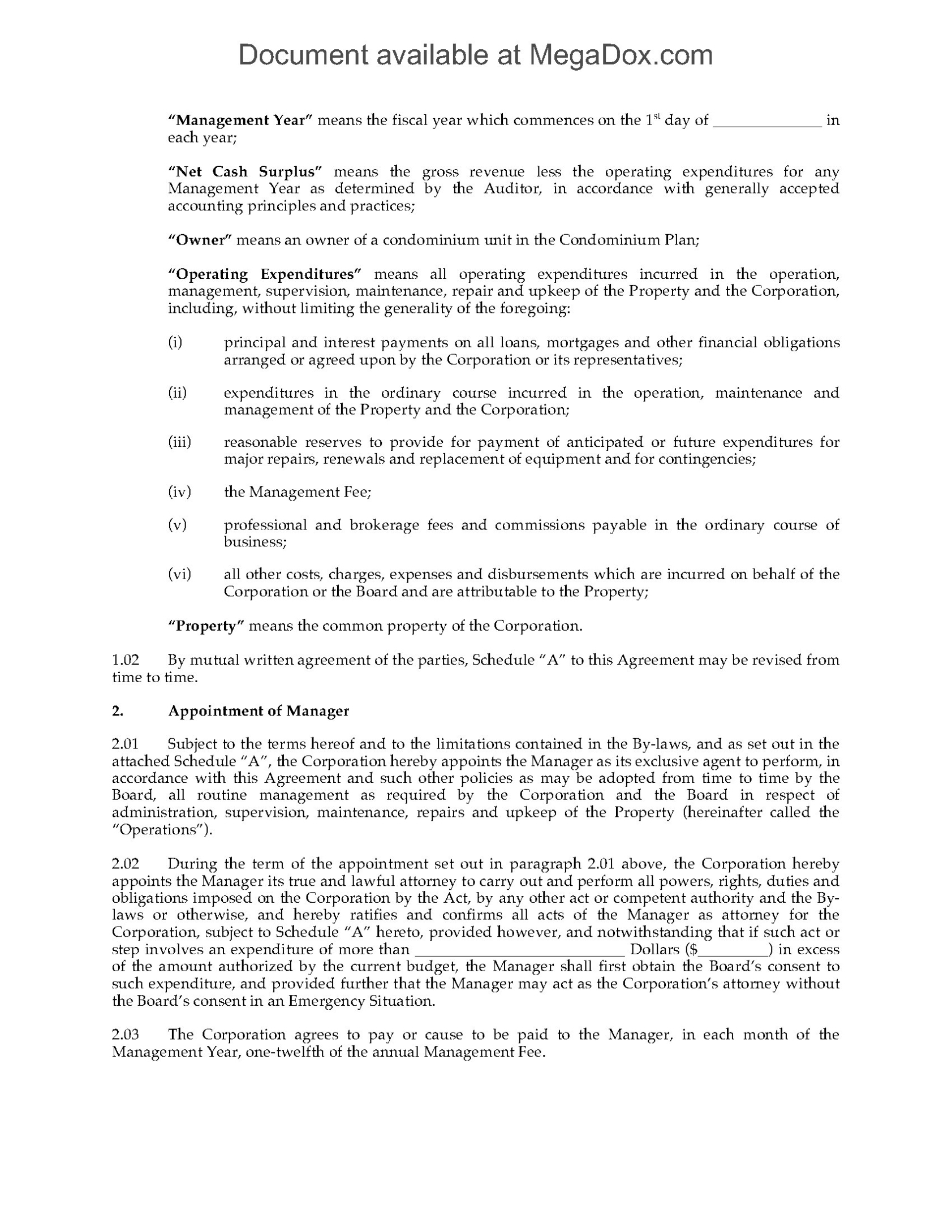 Condominium Common Property Management Agreement | Legal Forms And For Free Commercial Property Management Agreement Template