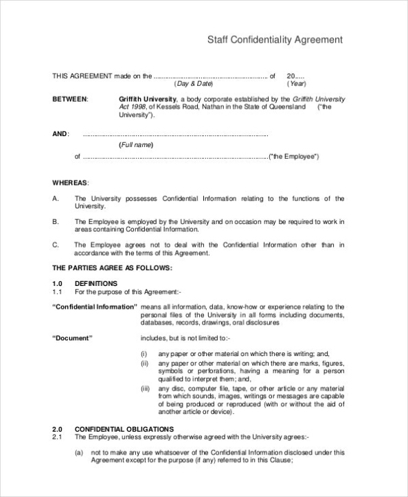 Confidentiality Agreement Template – 16+ Free Pdf, Word Download Pertaining To Standard Confidentiality Agreement Template