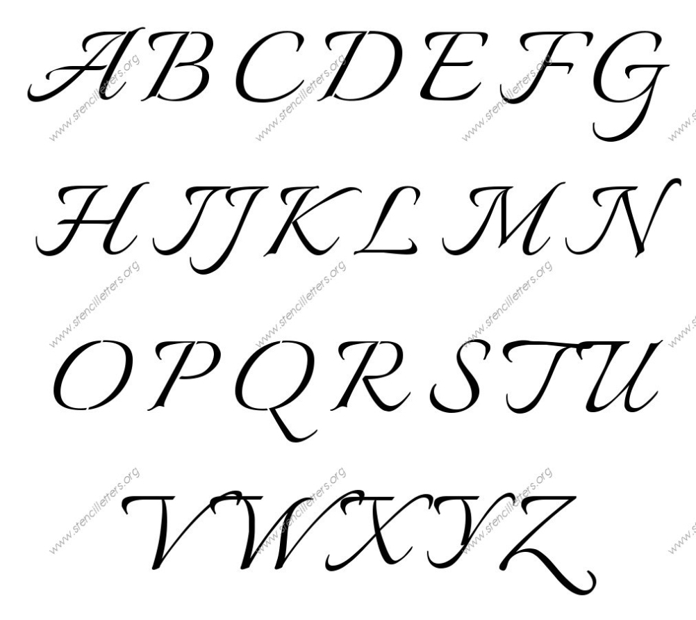 Connected Calligraphy Uppercase & Lowercase Letter Stencils A Z 1/4 To Pertaining To Fancy Alphabet Letter Templates