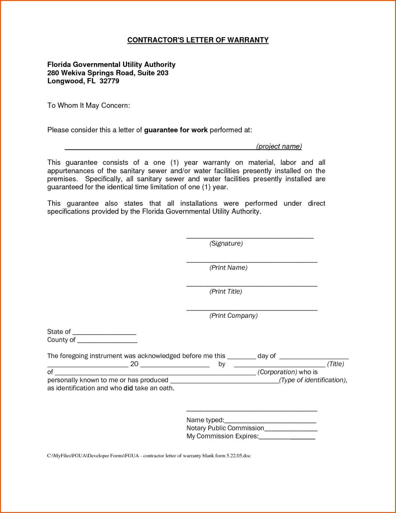 Construction Warranty Letter Template Free Samples – Letter Template Intended For Extended Warranty Agreement Template