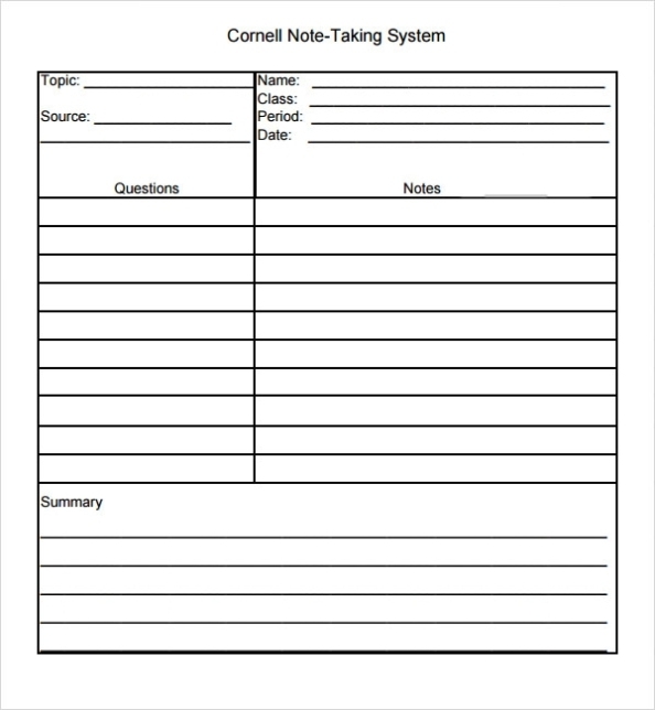 Cornell Note Taking Template Doc With Regard To Cornell Notes Template Google Docs