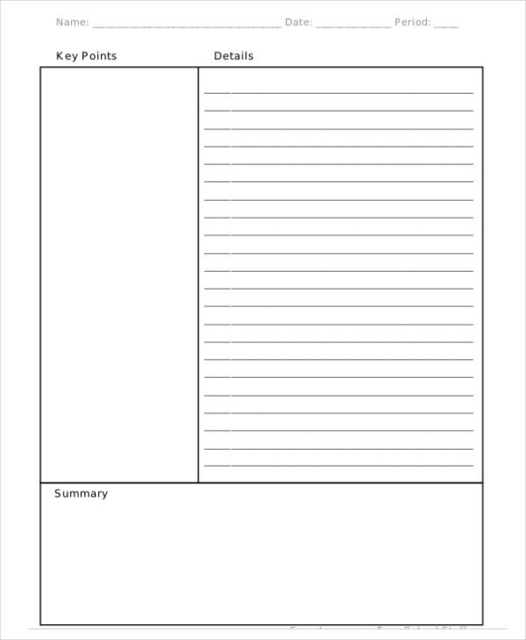 Cornell Notes Printable Template | Doctemplates Regarding Cornell Notes Template Doc