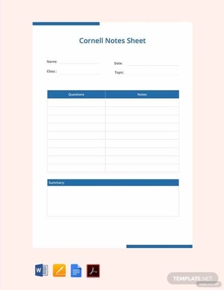 Cornell Notes Sheet Template – Google Docs, Word, Apple Pages, Pdf Throughout Cornell Notes Template Google Docs