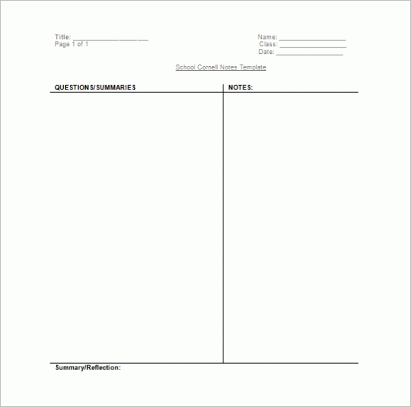 Cornell Notes Template - 56+ Free Word, Pdf Format Download | Free With Cornell Note Taking Template Word
