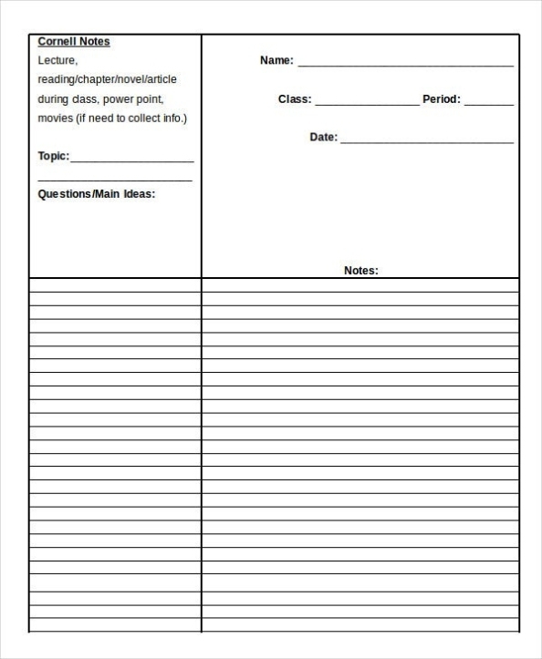 Cornell Notes Template - 9+ Free Word, Pdf Documents Download | Free With Cornell Notes Template Google Docs