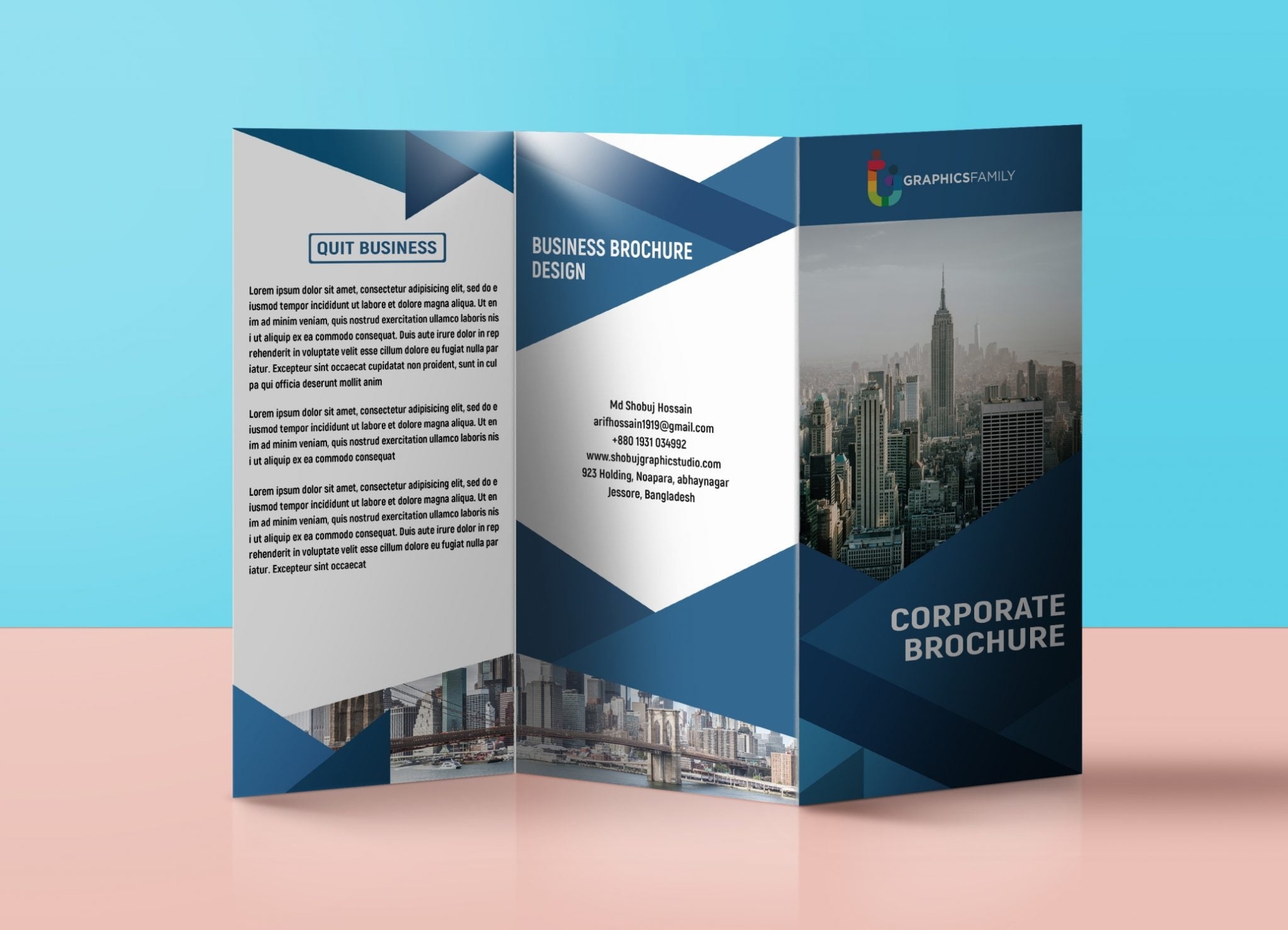 Corporate Business Tri Fold Brochure Design Template Free Psd intended for Free Tri Fold Business Brochure Templates