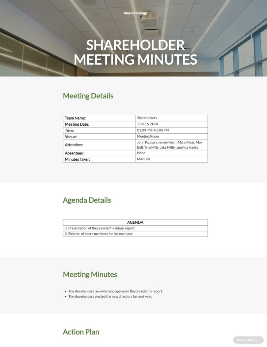 Corporate Shareholder Meeting Minutes Template – Google Docs, Word In Minutes Of Shareholders Meeting Template