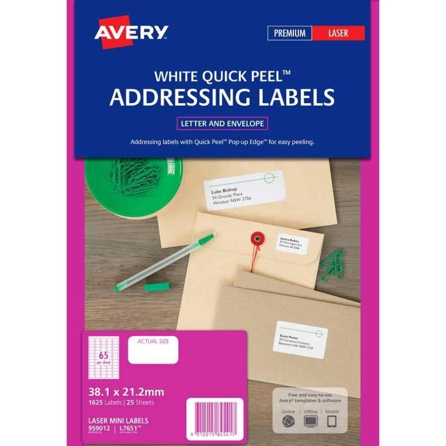 Cos Avery Quick Peel Labels 65 Per Sheet Throughout Label Template 65 Per Sheet