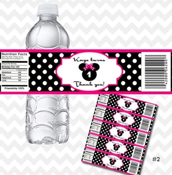 Custom Minnie Mouse Water Label Printable File Baby By Asherprints in Minnie Mouse Water Bottle Labels Template