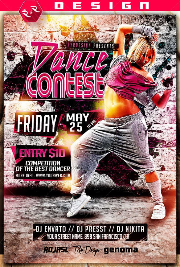Dance Contest Flyer Template On Behance Throughout Contest Flyer Template
