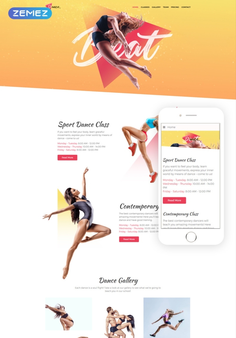 Dance - Dance Studio One Page Creative Joomla Template #76284 intended for Free Dance Studio Business Plan Template