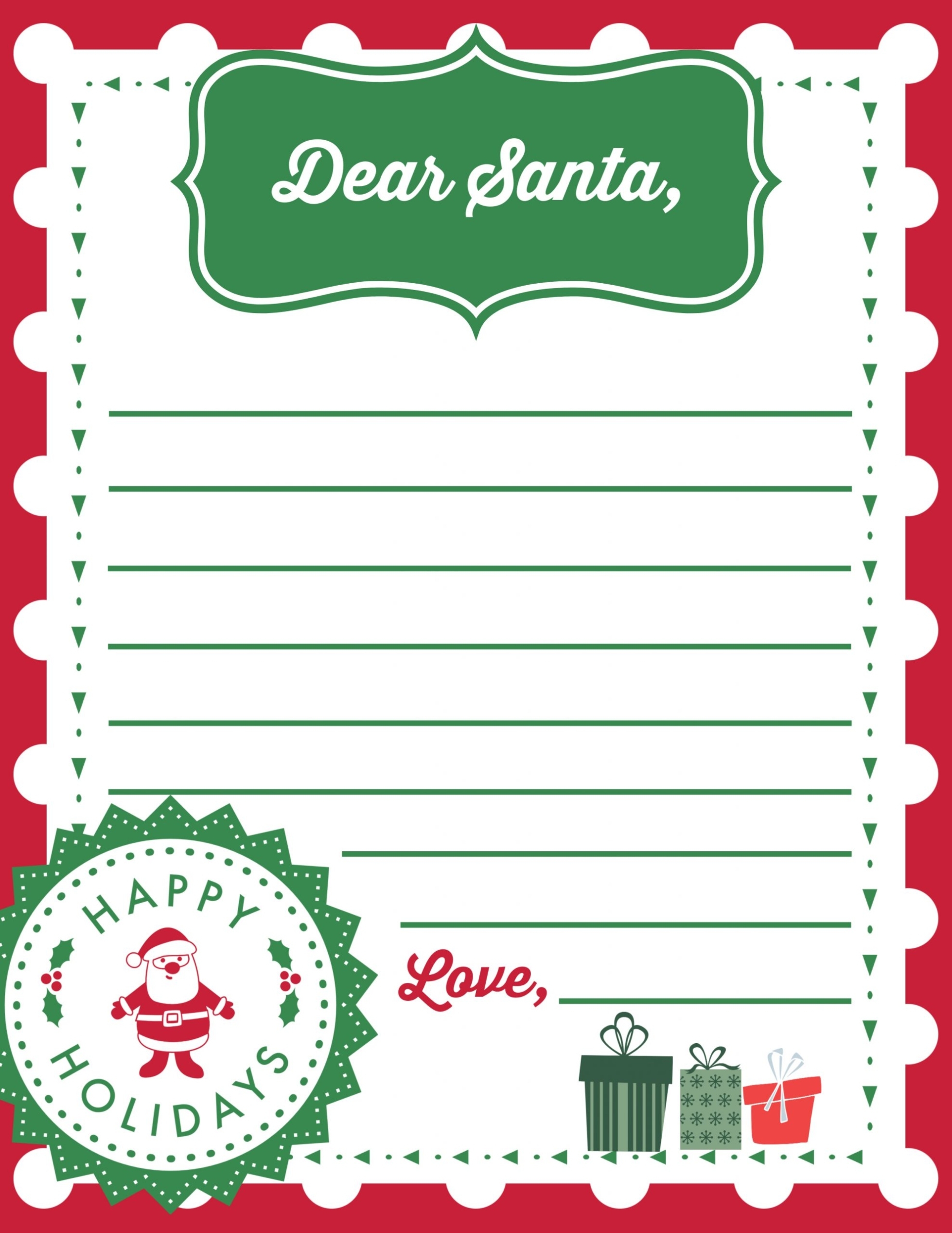 Dear Santa: Letter Template {Free Printables!} | 2020 Within Free Letters From Santa Template