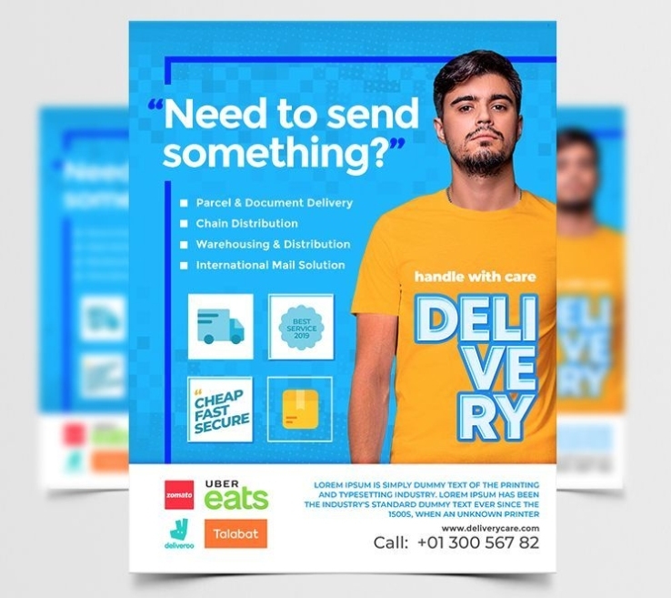 Delivery Services Free Flyer Template (Psd) – Stockpsd For Delivery Flyer Template