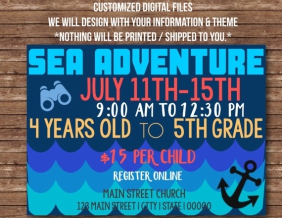Digital Files Vbs Summer Activity Church Event Flyer Within Vbs Flyer Template