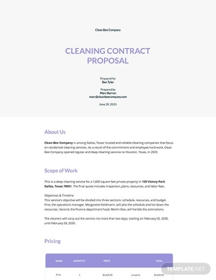 Download 25+ Cleaning Services Proposal Templates - Microsoft Word (Doc for Laundry Service Agreement Template