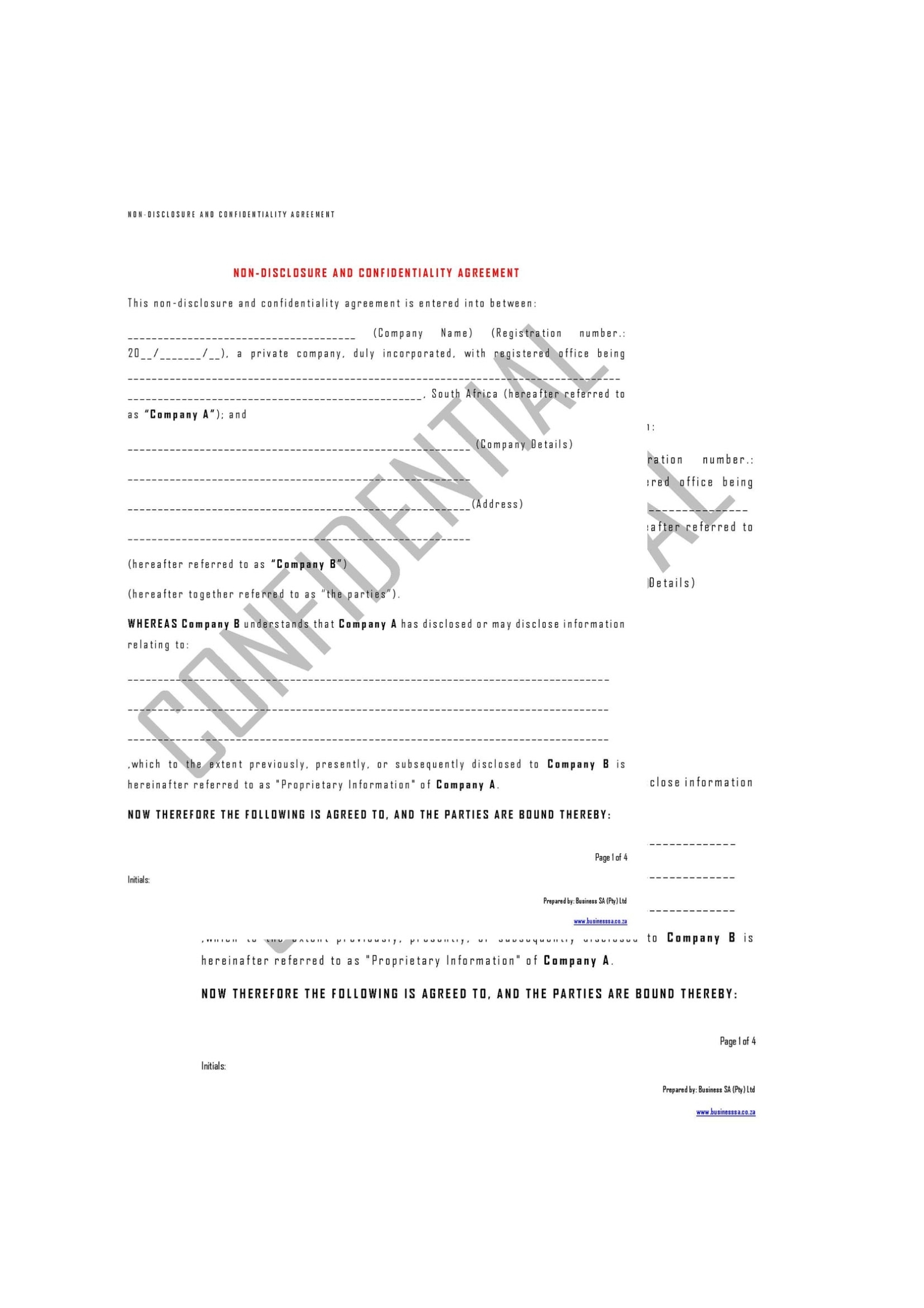 Download A Free Non Disclosure And Confidentiality Agreement Pertaining To Non Disclosure Agreement Template For Research