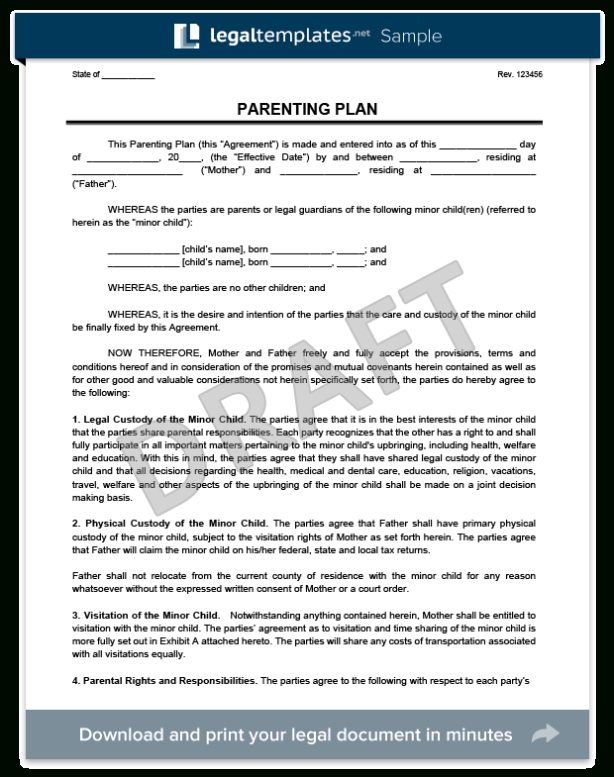 Download Child Custody Visitation And Child Support | Gantt Chart Excel Inside Unmarried Separation Agreement Template