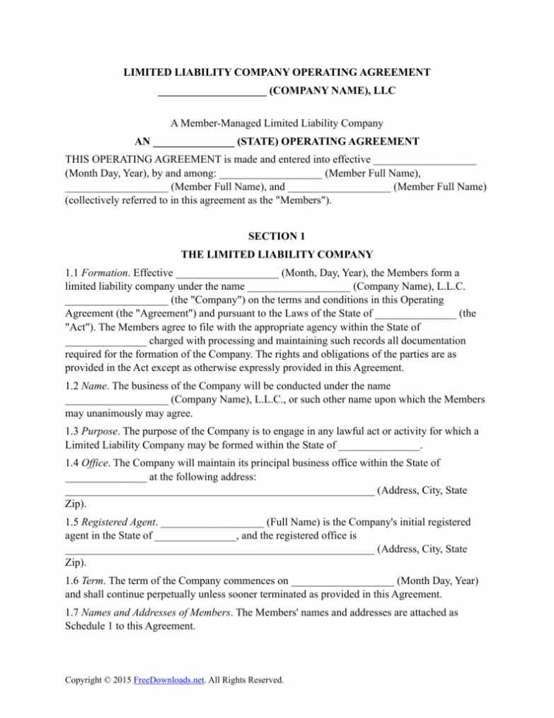 Download Multi Member Llc Operating Agreement Template | Pdf | Rtf Intended For Corporation Operating Agreement Template
