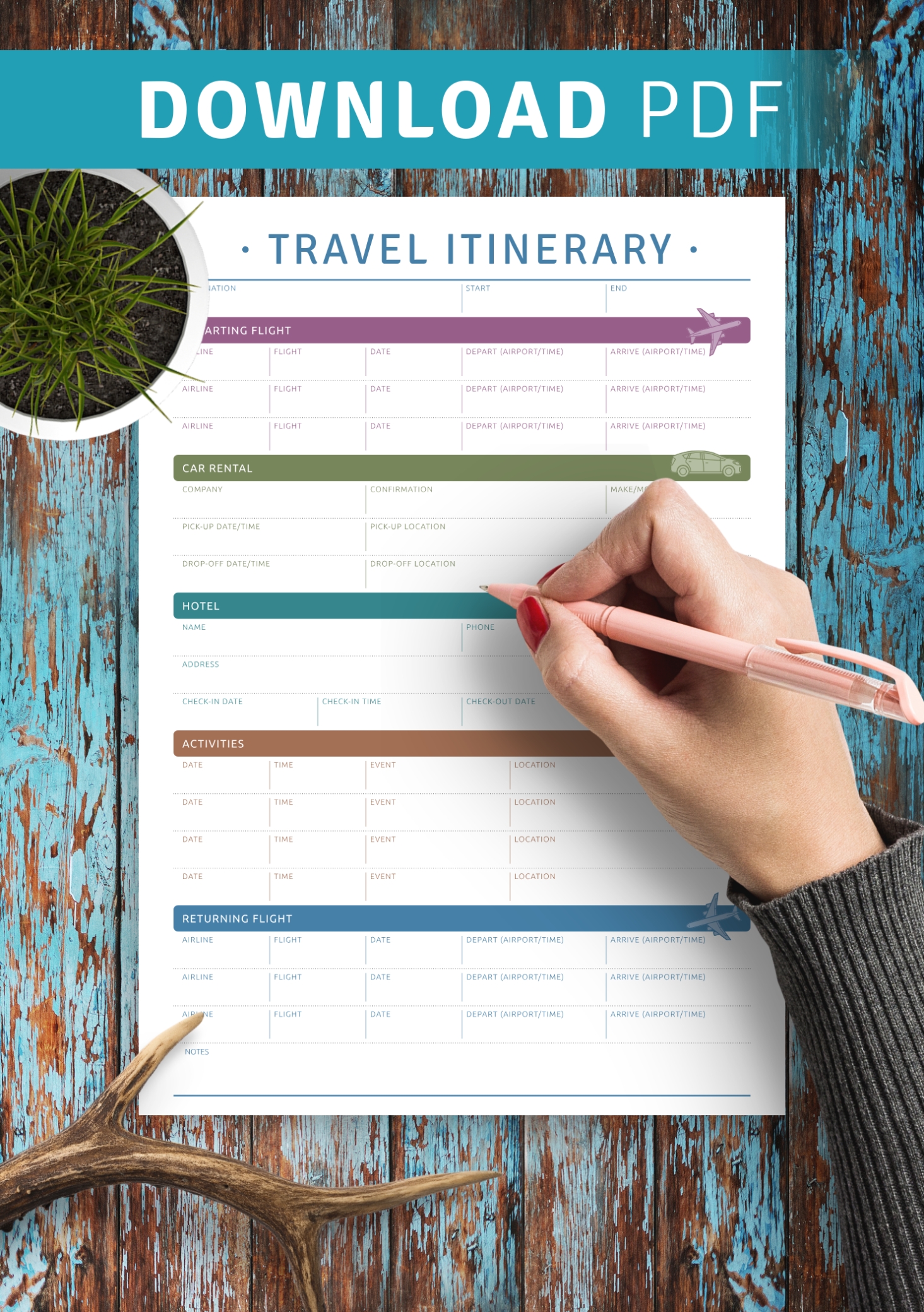 Download Printable Travel Itinerary Pdf Within Travel Agenda Template