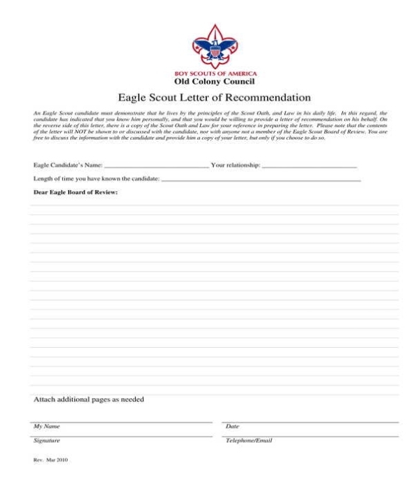 Eagle Gallery: Blank Eagle Scout Letter Of Recommendation Inside Letter Of Recommendation For Eagle Scout Template