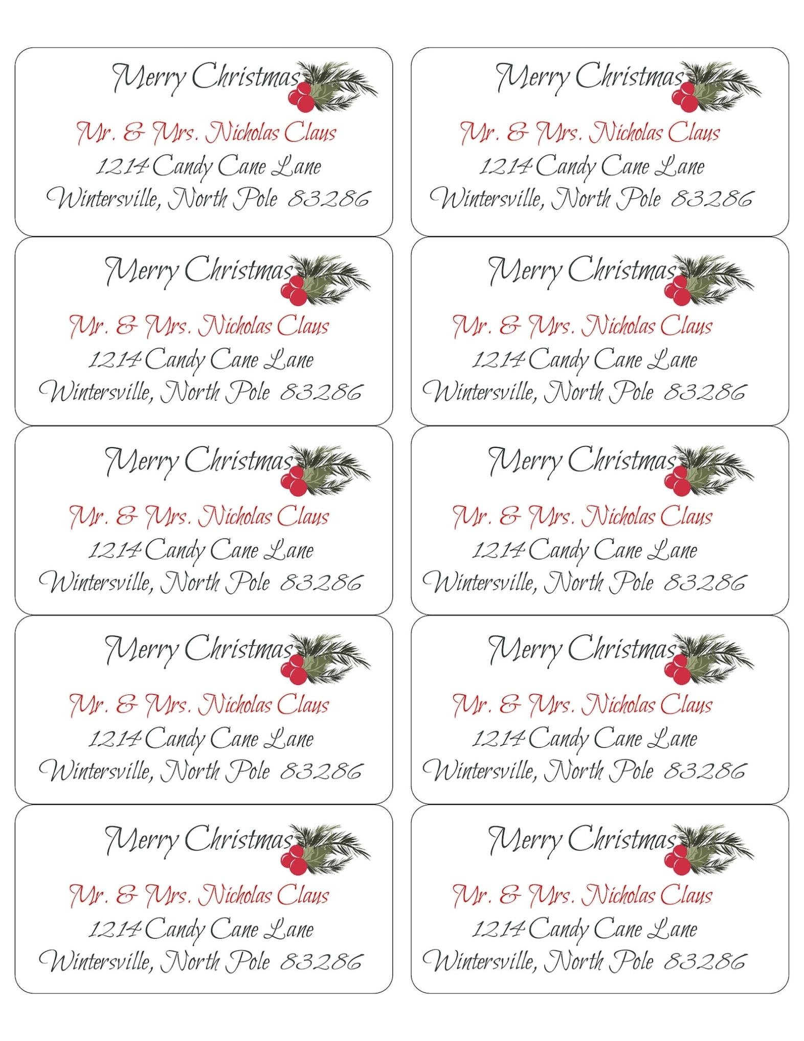 Editable Christmas Address Label Template Envelope | Etsy Within Christmas Address Labels Template