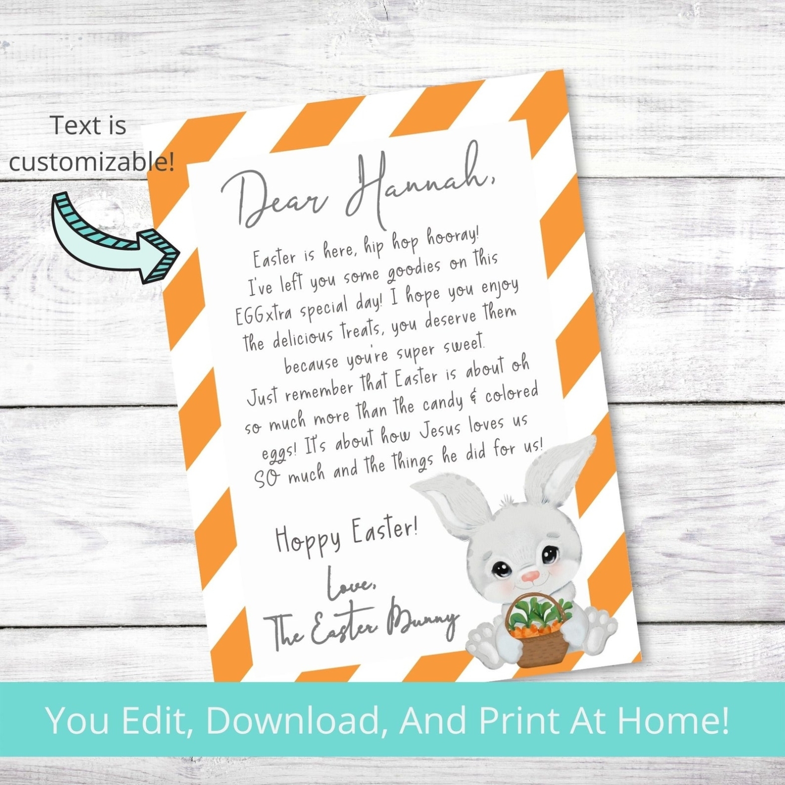 Editable Kids Religious Easter Bunny Letter Easter Note To | Etsy Pertaining To Letter To Easter Bunny Template