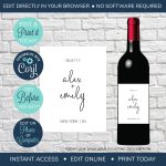 Editable Modern Wedding Wine Label Template Wedding Wine | Etsy For Free Wedding Wine Label Template