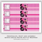 Editable Pink Minnie Mouse Water Bottle Labels Printable | Etsy Within Minnie Mouse Water Bottle Labels Template