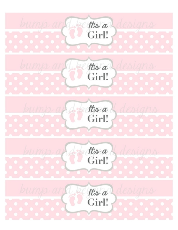 Editable Water Bottle Label Elephant Girl Baby Shower - Design Your Own pertaining to Free Water Bottle Labels For Baby Shower Template