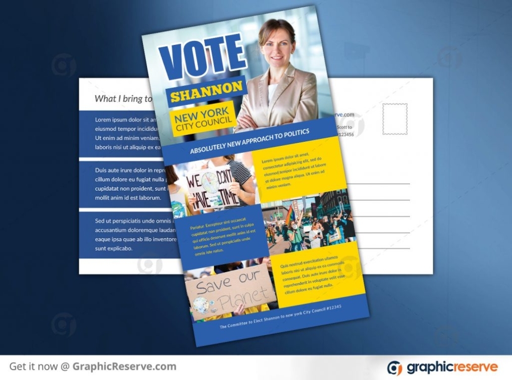 Election Campaign Political Postcard Design Template – Graphic Reserve Pertaining To Political Postcard Template