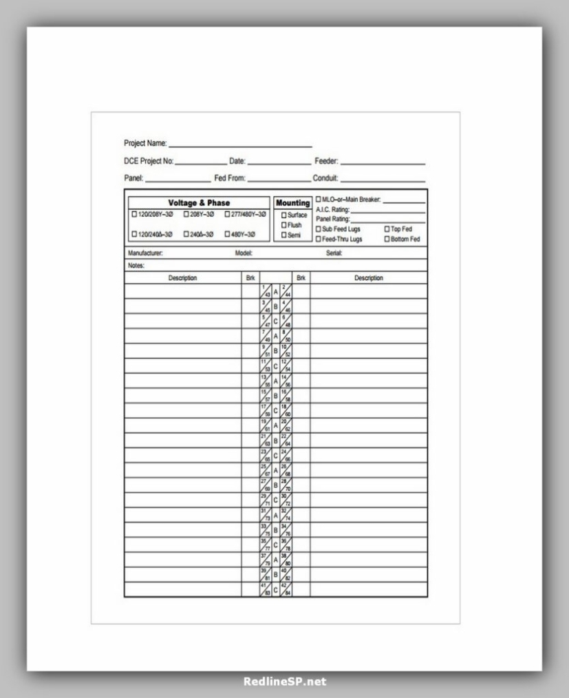 Electrical Panel Label Spreadsheet : Panel Schedule Template - 3 Free Throughout Electrical Panel Label Template Download