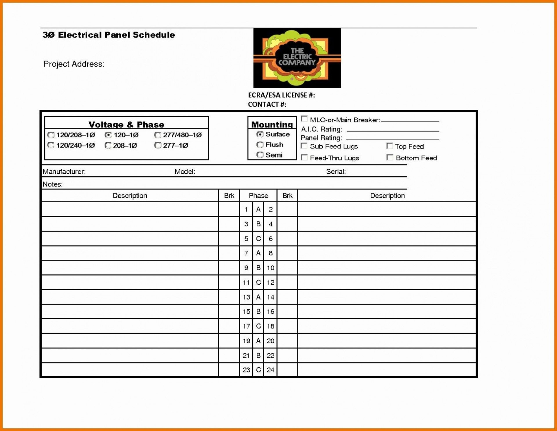 Electrical Panel Legend Template - Electrical Panel Schedule Template In Electrical Panel Label Template Download