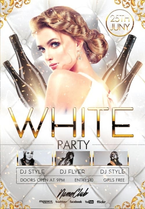 Elegant White Party Free Flyer Template - Download Flyer Templates intended for Free All White Party Flyer Template