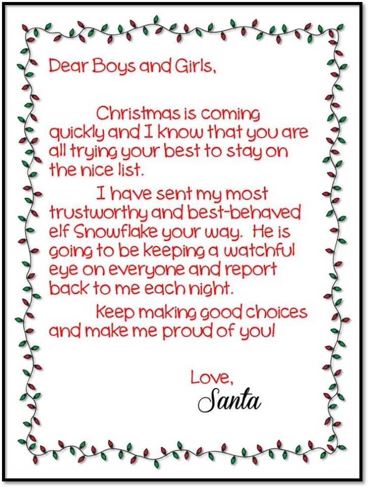 Elf On The Shelf Introduction Letter From Santa - Avalonit Intended For Elf On The Shelf Letter From Santa Template