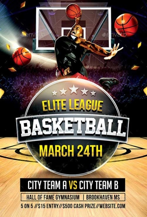 Elite Basketball Flyer Template - Sportflyertemplates In Basketball Tournament Flyer Template