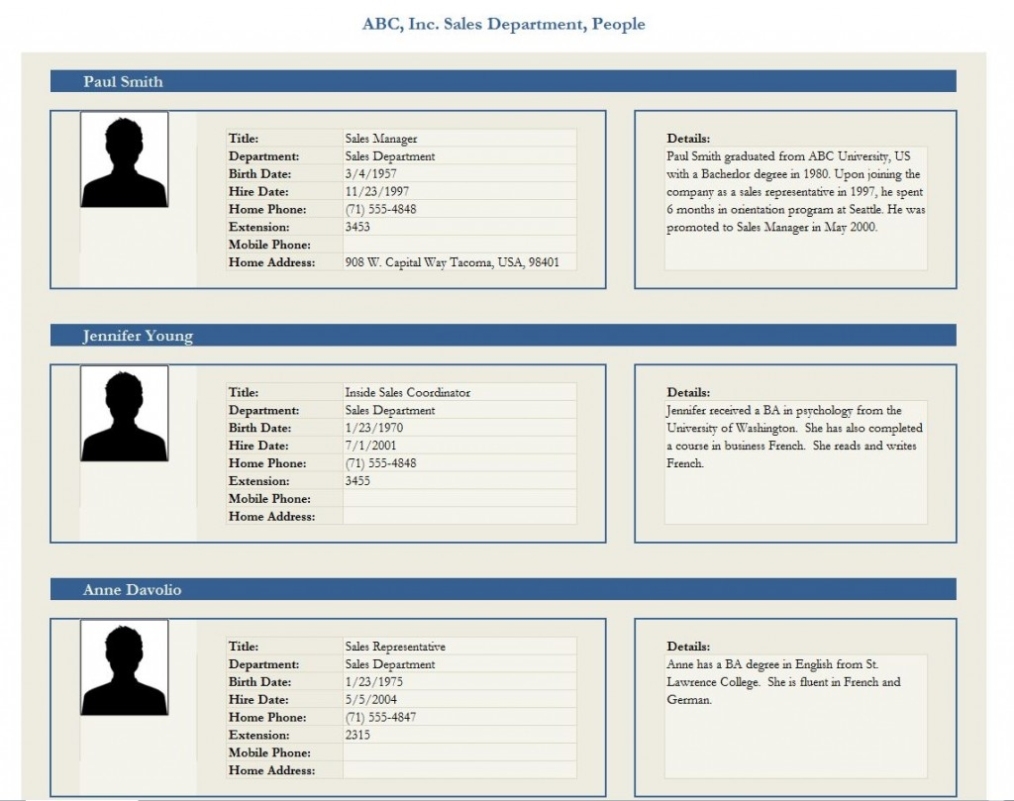 Employee Profile Template | Employee Profile Form Regarding Personal Business Profile Template