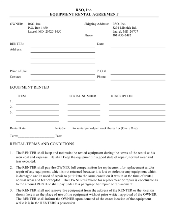 Equipment Rental Agreement – Emmamcintyrephotography With Regard To Tool Rental Agreement Template