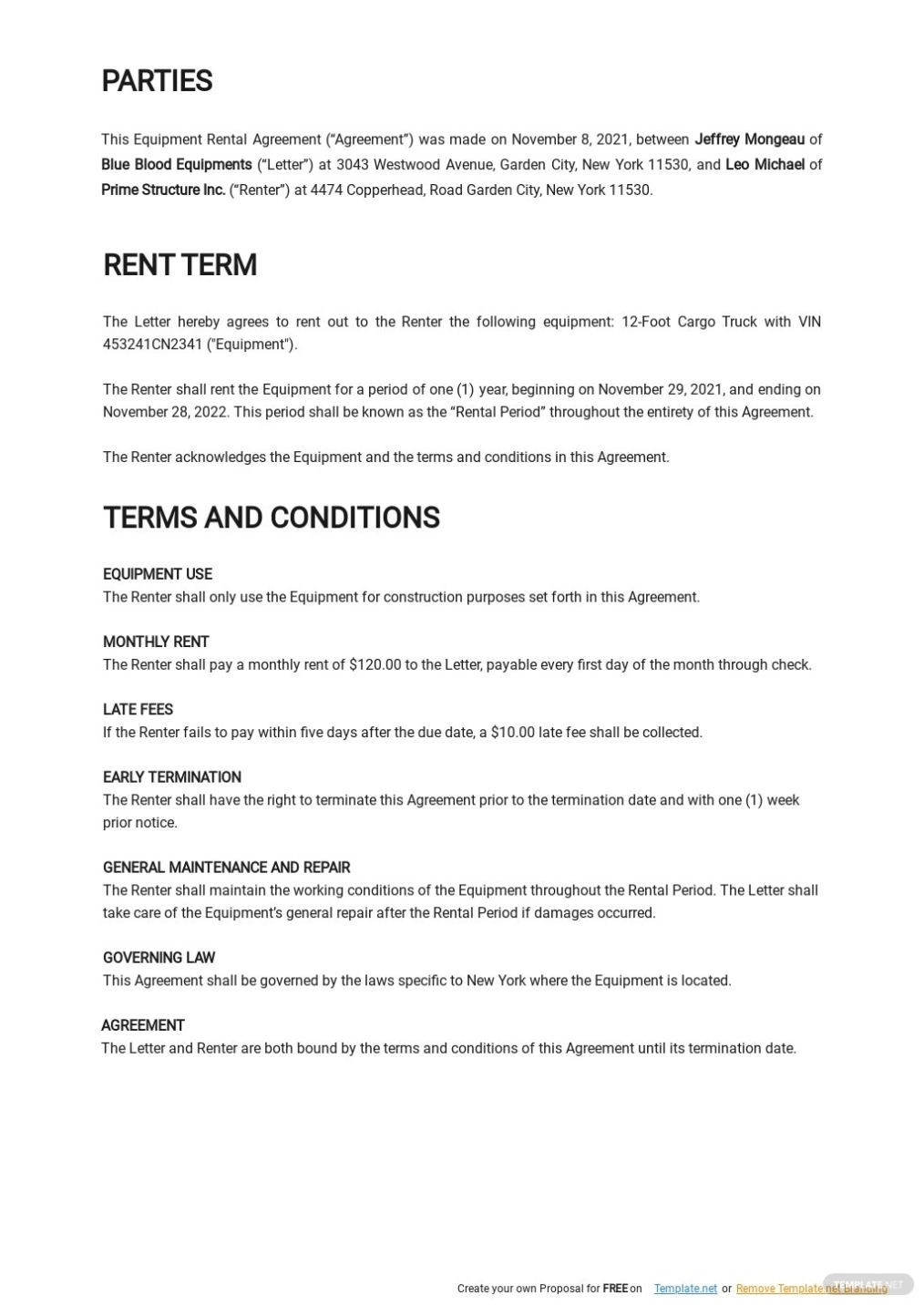 Equipment Rental Agreement Template [Free Pdf] – Word | Apple Pages Within Tool Rental Agreement Template